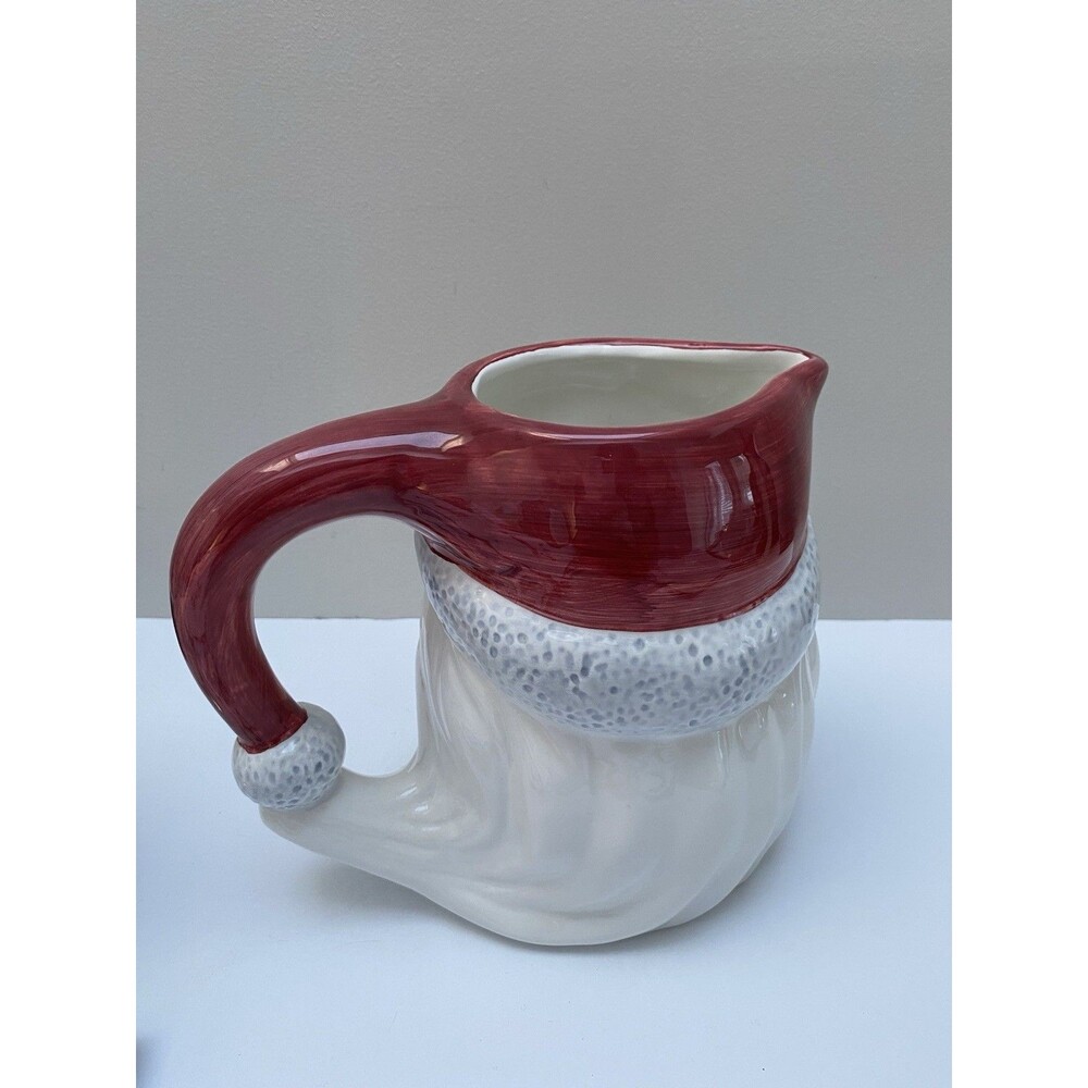 Vintage Santa Head Ceramic Pitcher Christmas Holiday Cheer 1997 Captain Michael - Picture 4 of 7